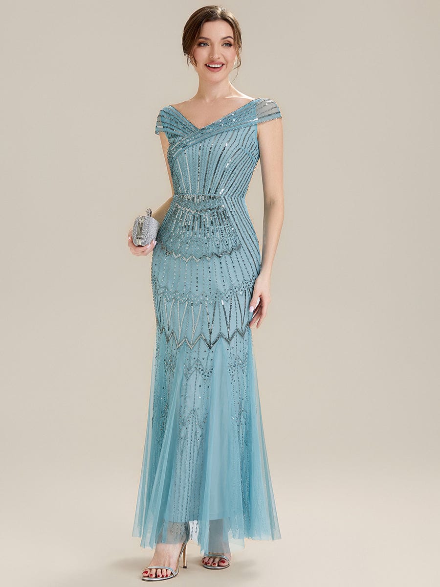 ever CABARET|Embroidered Sequin Drop Shoulder Sleeve Dress - Image 9