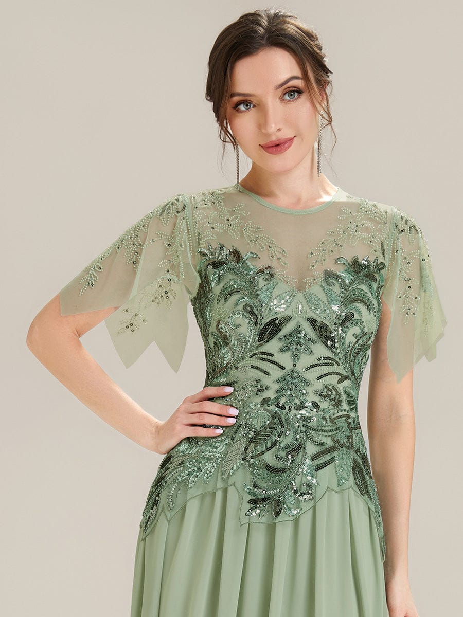 ever LUSTRE|Embroidered Sequin Ruffle Sleeve Dress - Image 3