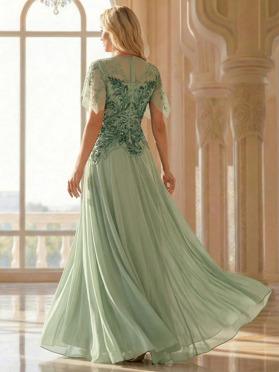 ever LUSTRE|Embroidered Sequin Ruffle Sleeve Dress - Image 5