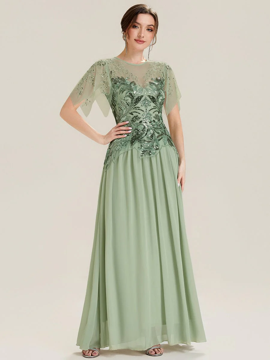 ever LUSTRE|Embroidered Sequin Ruffle Sleeve Dress - Image 7