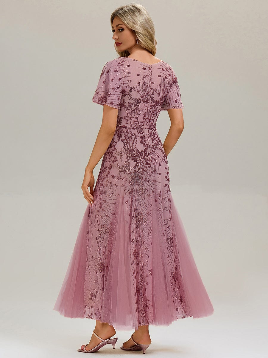 ever ANNIKA|Embroidered Sequin Ruffle Sleeve Evening Dress - Image 2