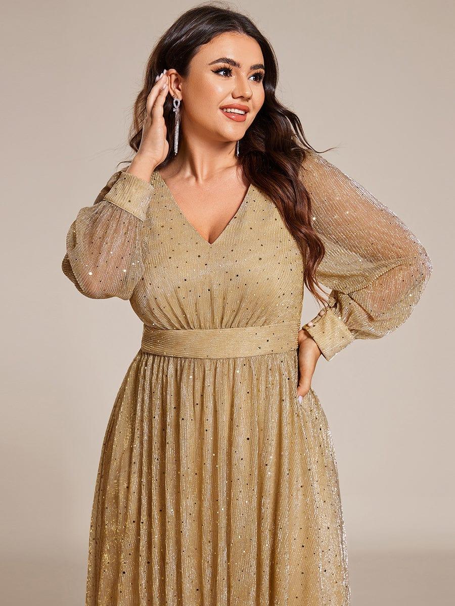 ever KARLEN|Empire Waist Sequin A-line Long Sleeve Midi Length Wedding Guest Dress - Image 18