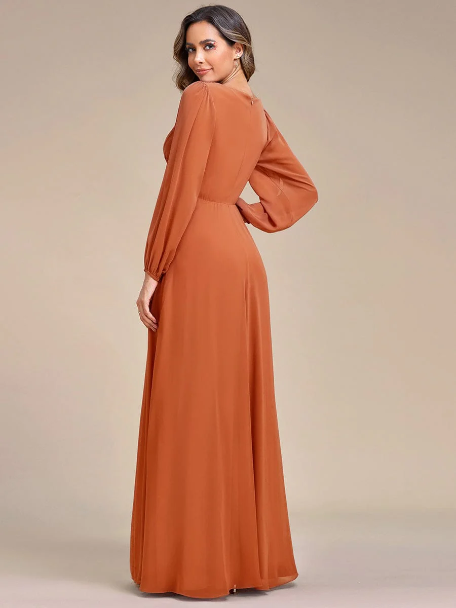 ever AMOUR|Lantern Long Slit Sleeve Maxi Mother of The Bride Dress - Image 151