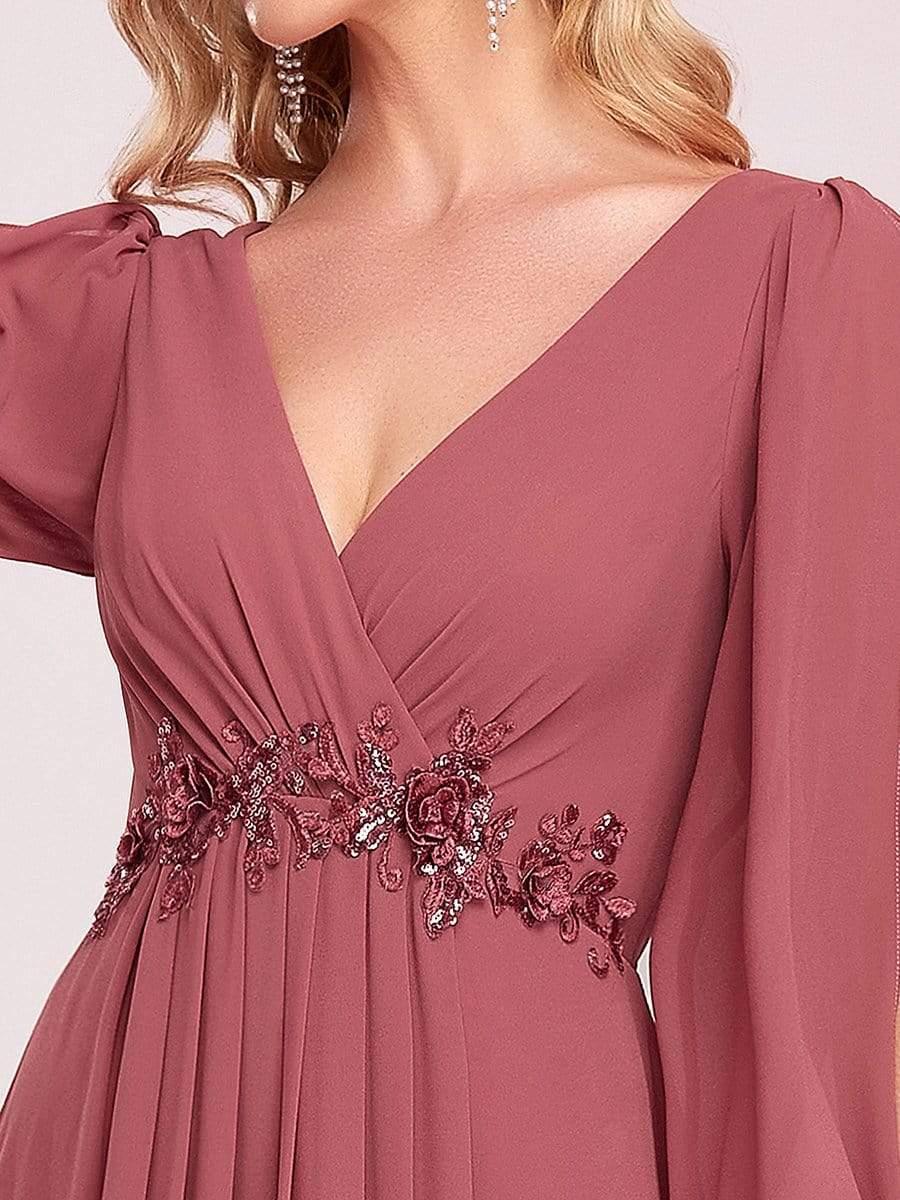 ever AMOUR|Lantern Long Slit Sleeve Maxi Mother of The Bride Dress - Image 23