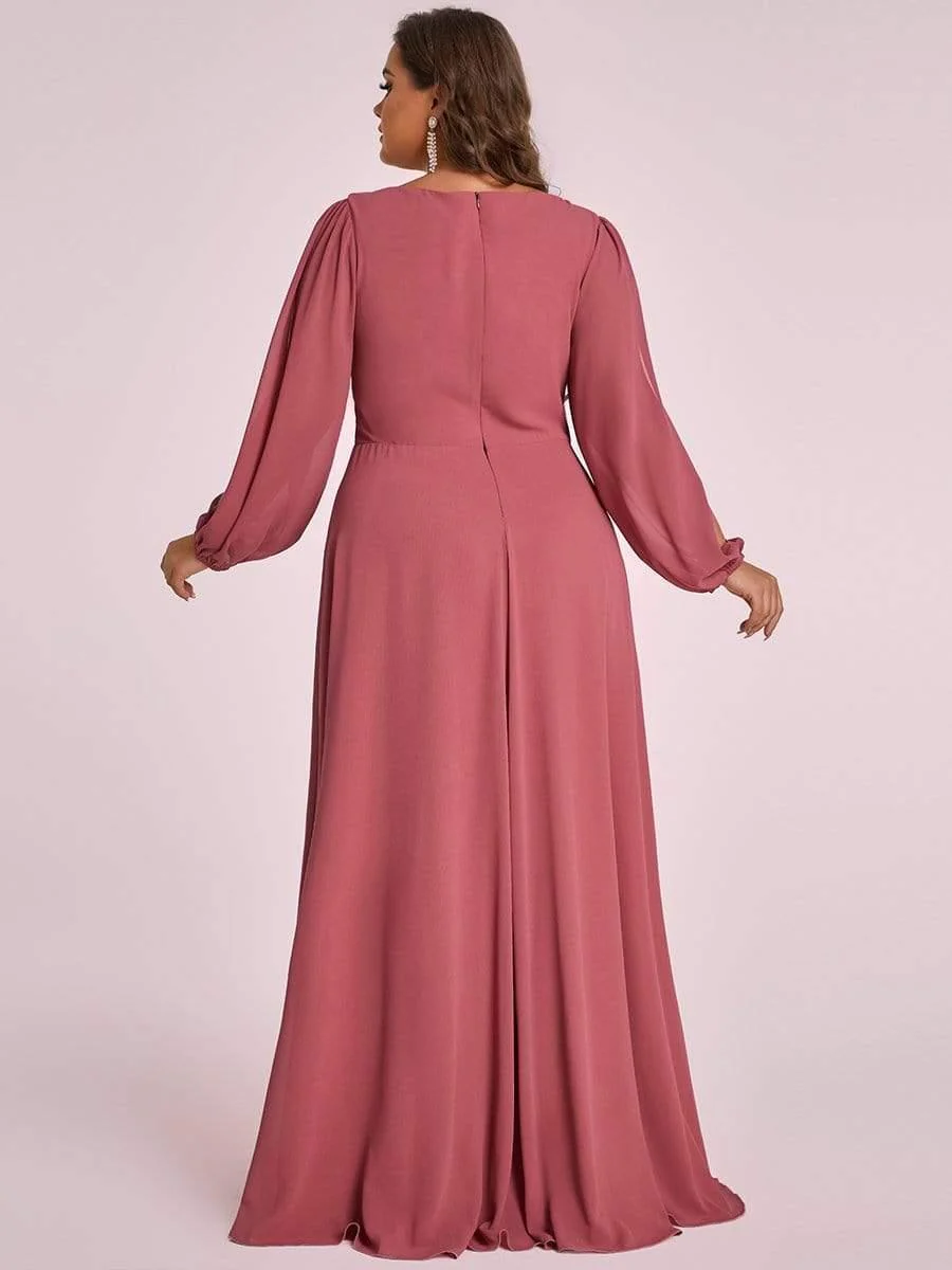 ever AMOUR|Lantern Long Slit Sleeve Maxi Mother of The Bride Dress - Image 78
