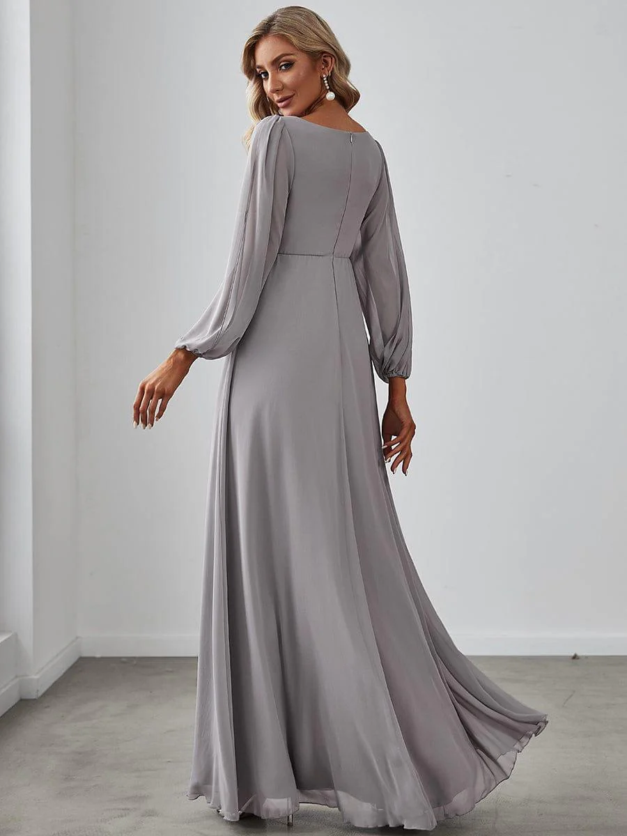 ever AMOUR|Lantern Long Slit Sleeve Maxi Mother of The Bride Dress - Image 97