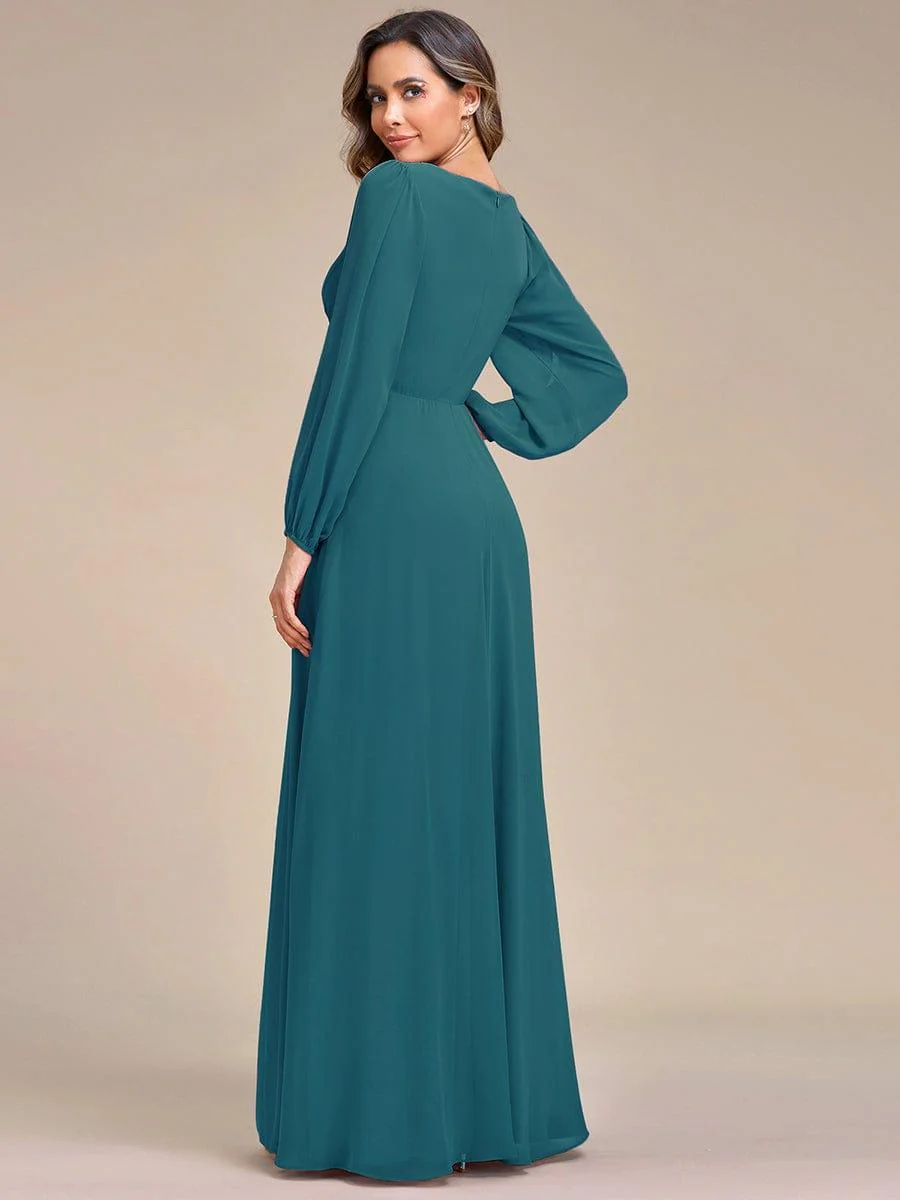 ever AMOUR|Lantern Long Slit Sleeve Maxi Mother of The Bride Dress - Image 103