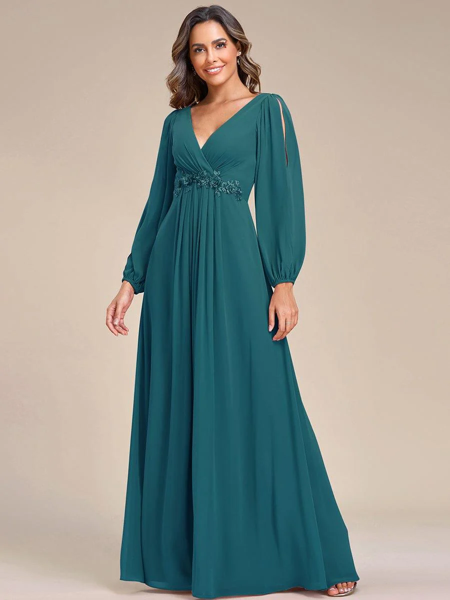 ever AMOUR|Lantern Long Slit Sleeve Maxi Mother of The Bride Dress - Image 106