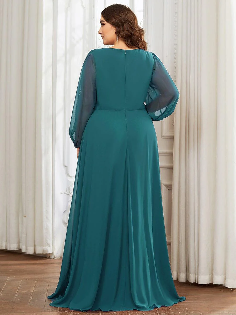 ever AMOUR|Lantern Long Slit Sleeve Maxi Mother of The Bride Dress - Image 108
