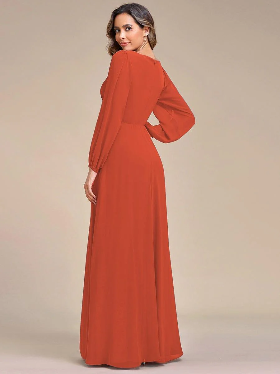ever AMOUR|Lantern Long Slit Sleeve Maxi Mother of The Bride Dress - Image 113