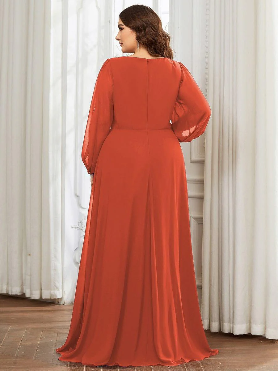 ever AMOUR|Lantern Long Slit Sleeve Maxi Mother of The Bride Dress - Image 118