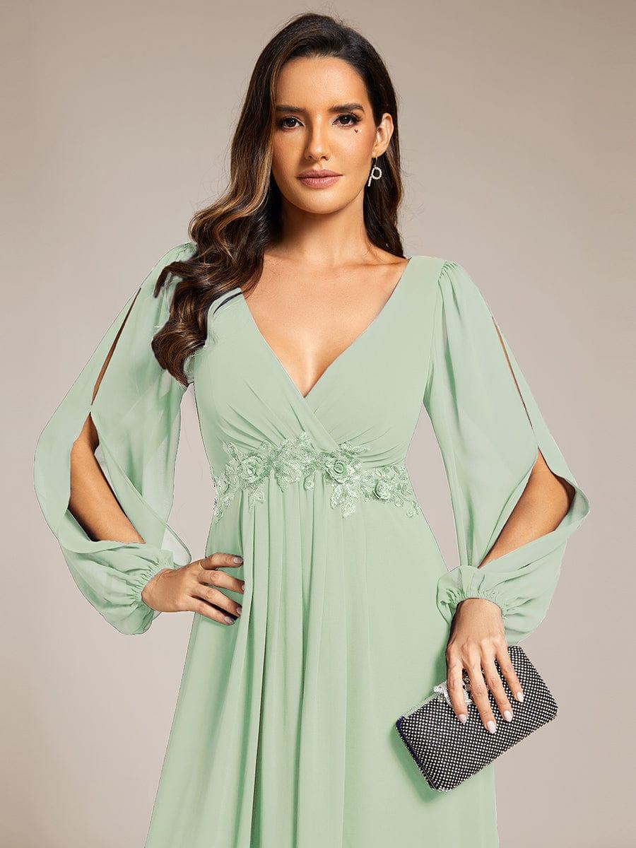 ever AMOUR|Lantern Long Slit Sleeve Maxi Mother of The Bride Dress - Image 122