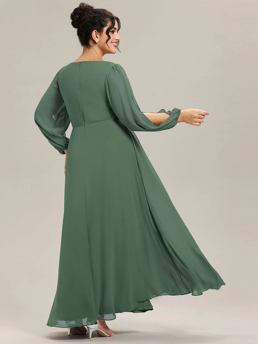 ever AMOUR|Lantern Long Slit Sleeve Maxi Mother of The Bride Dress - Image 136