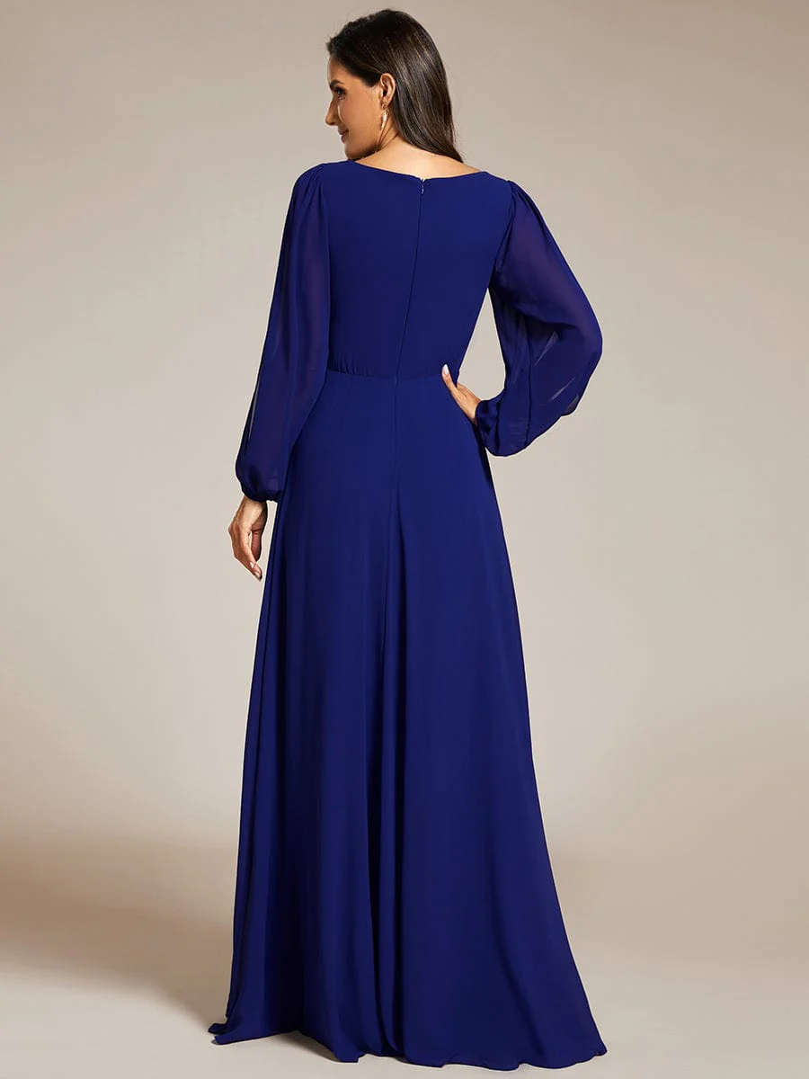ever AMOUR|Lantern Long Slit Sleeve Maxi Mother of The Bride Dress - Image 141