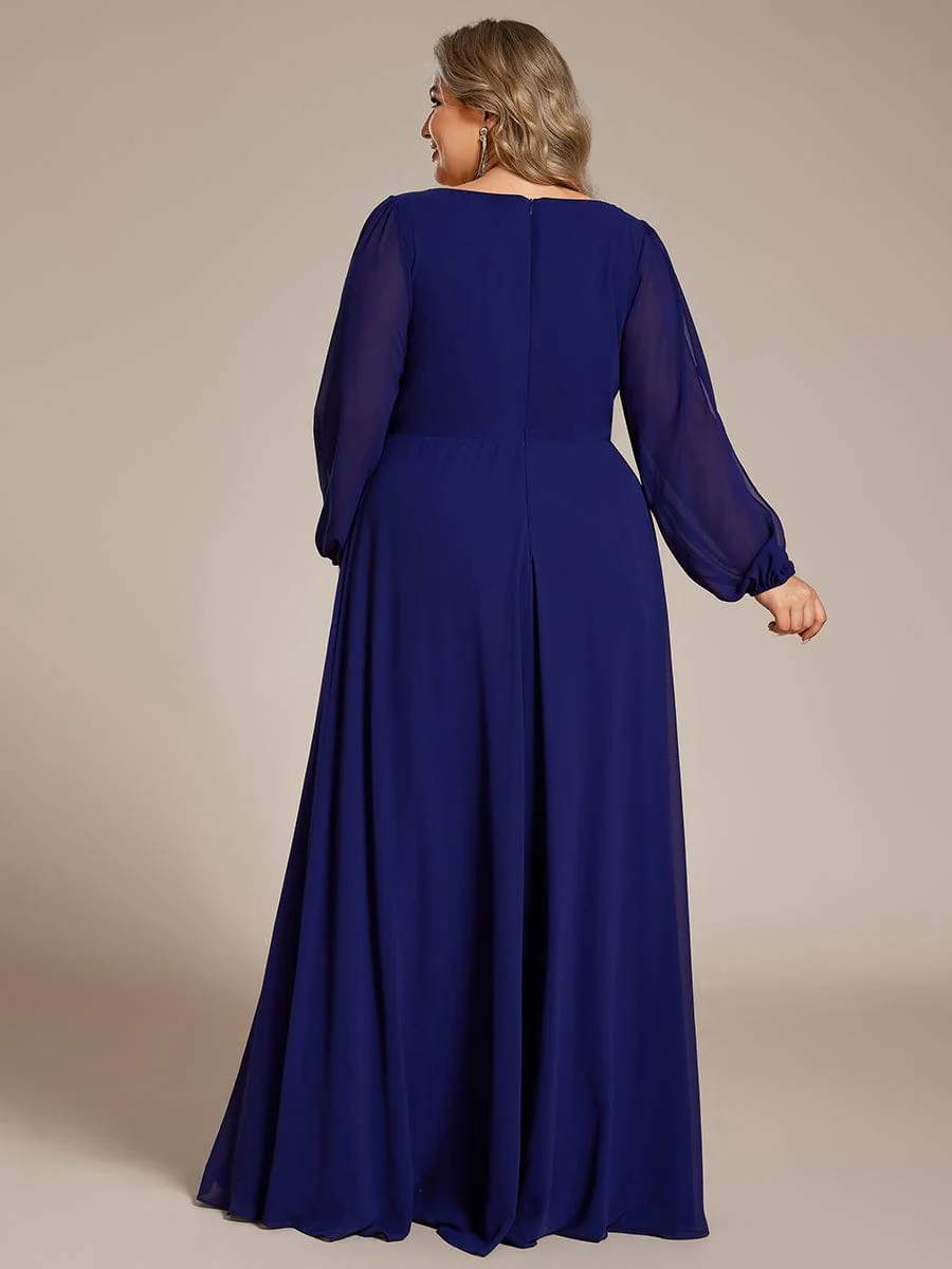 ever AMOUR|Lantern Long Slit Sleeve Maxi Mother of The Bride Dress - Image 146