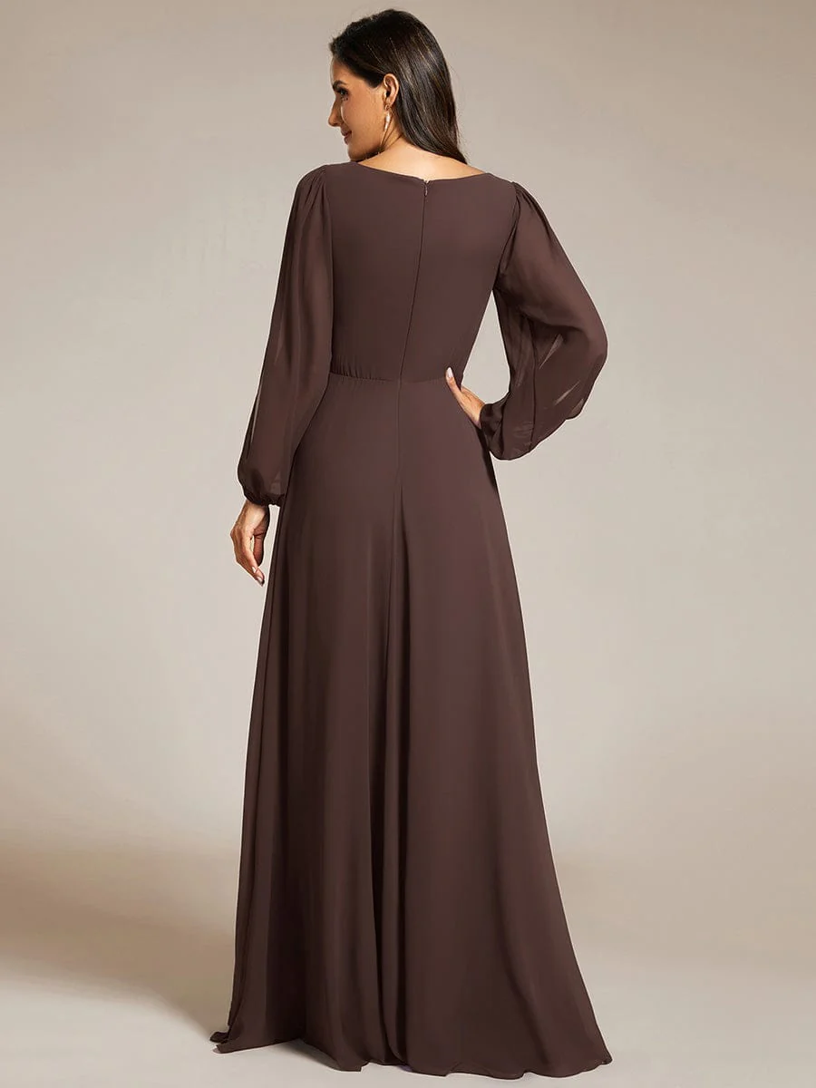 ever AMOUR|Lantern Long Slit Sleeve Maxi Mother of The Bride Dress - Image 171