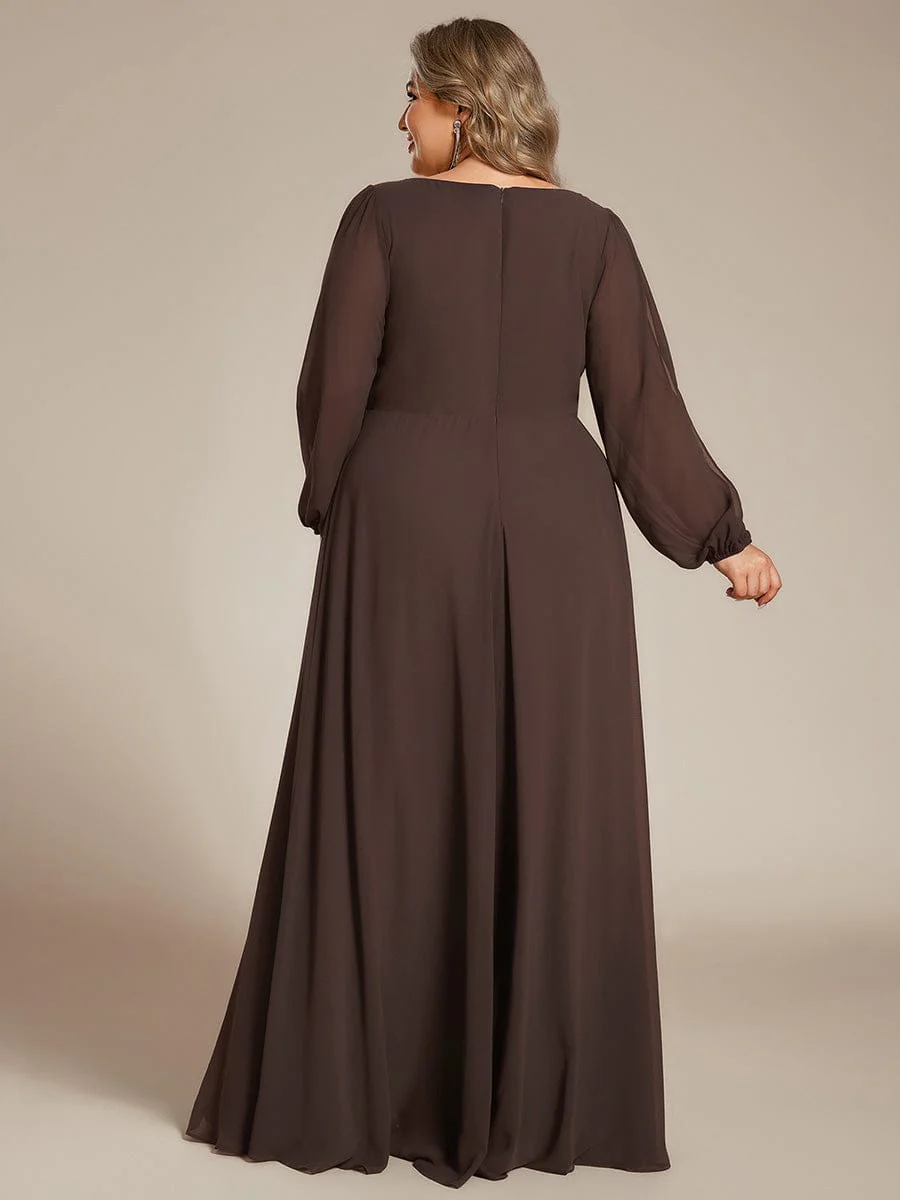 ever AMOUR|Lantern Long Slit Sleeve Maxi Mother of The Bride Dress - Image 176