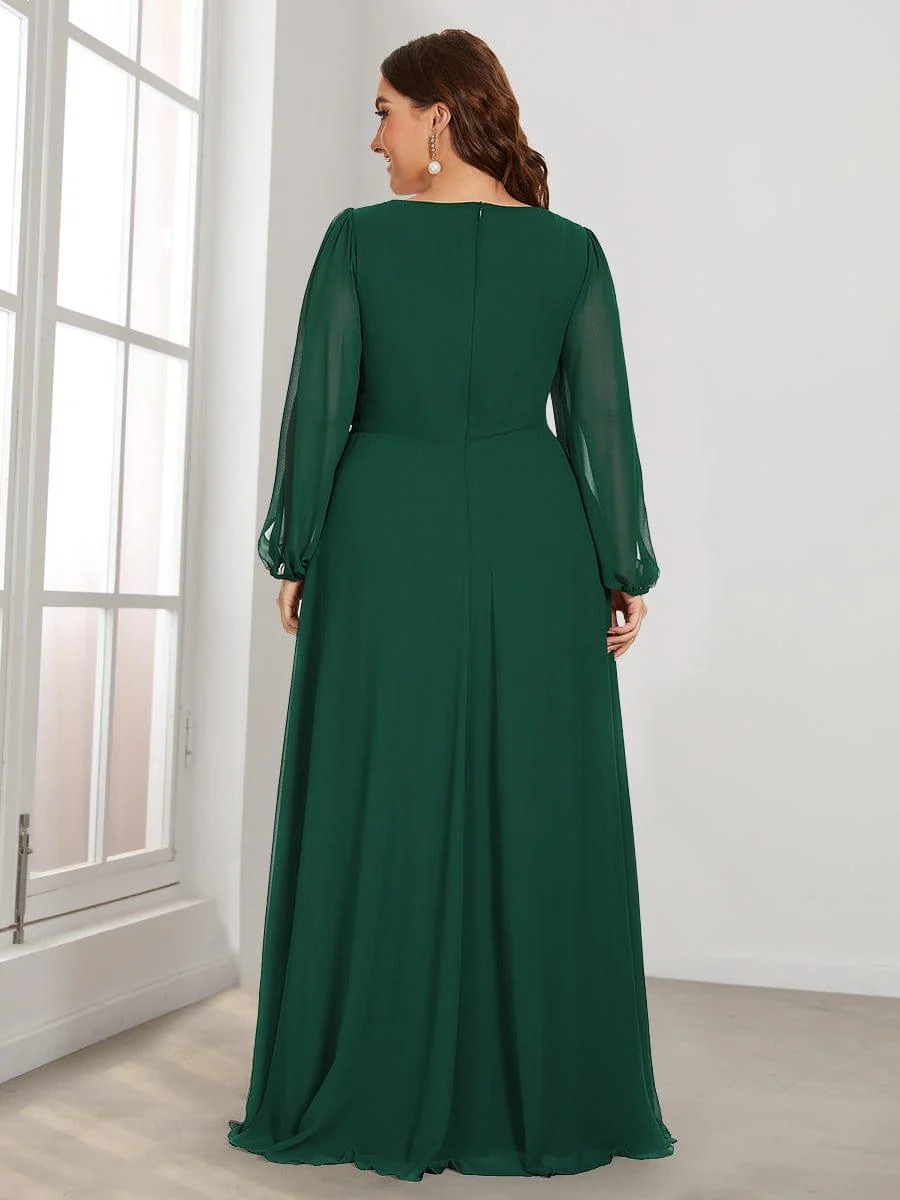 ever AMOUR|Lantern Long Slit Sleeve Maxi Mother of The Bride Dress - Image 20