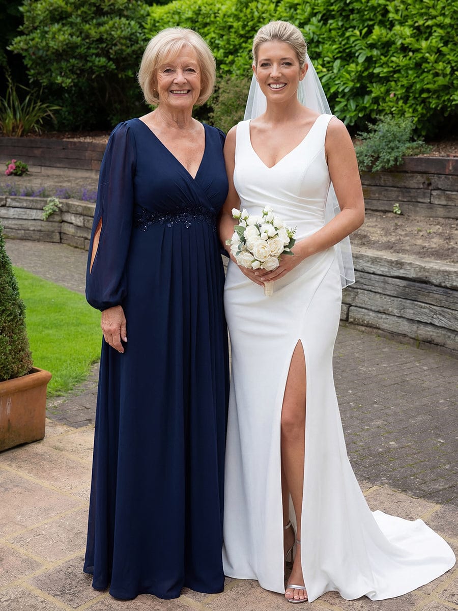 ever AMOUR|Lantern Long Slit Sleeve Maxi Mother of The Bride Dress - Image 3