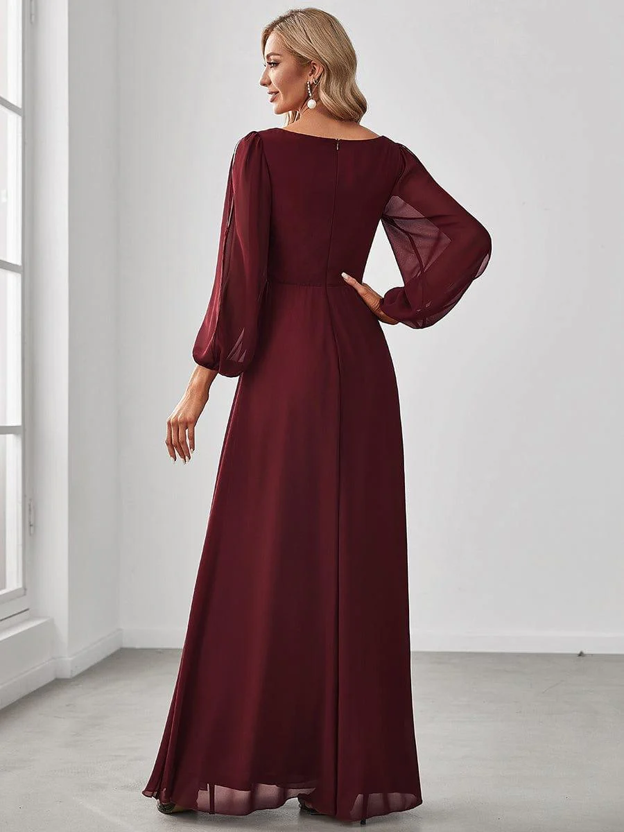 ever AMOUR|Lantern Long Slit Sleeve Maxi Mother of The Bride Dress - Image 32