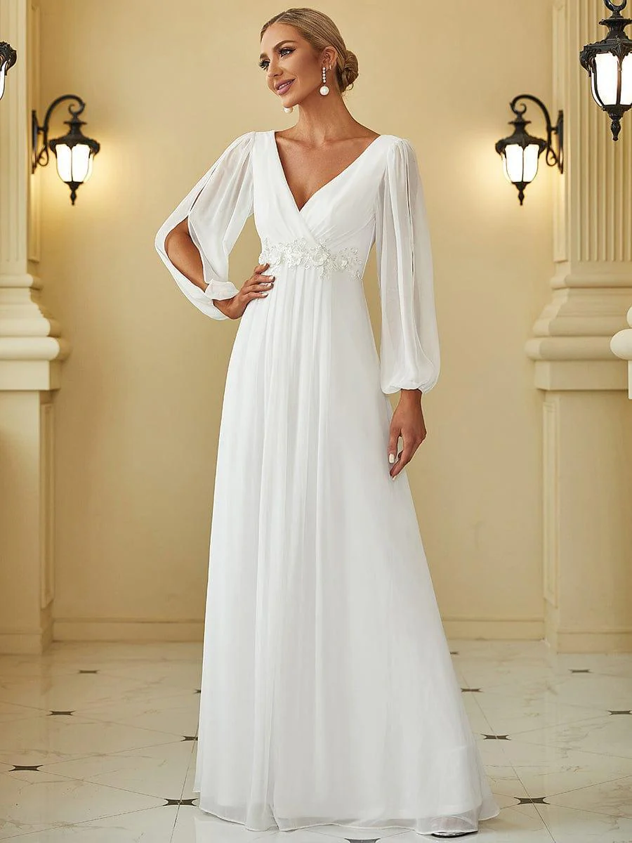 ever AMOUR|Lantern Long Slit Sleeve Maxi Mother of The Bride Dress - Image 39