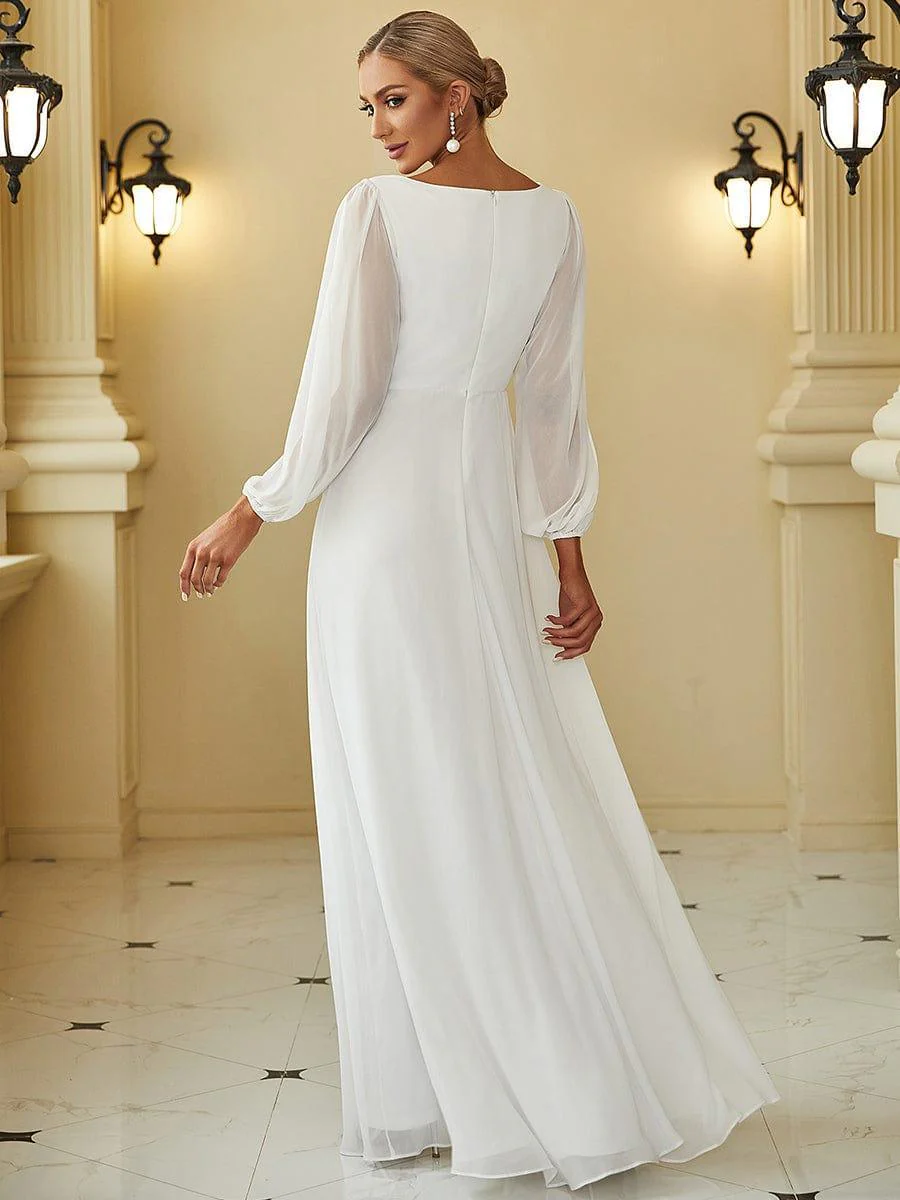 ever AMOUR|Lantern Long Slit Sleeve Maxi Mother of The Bride Dress - Image 40