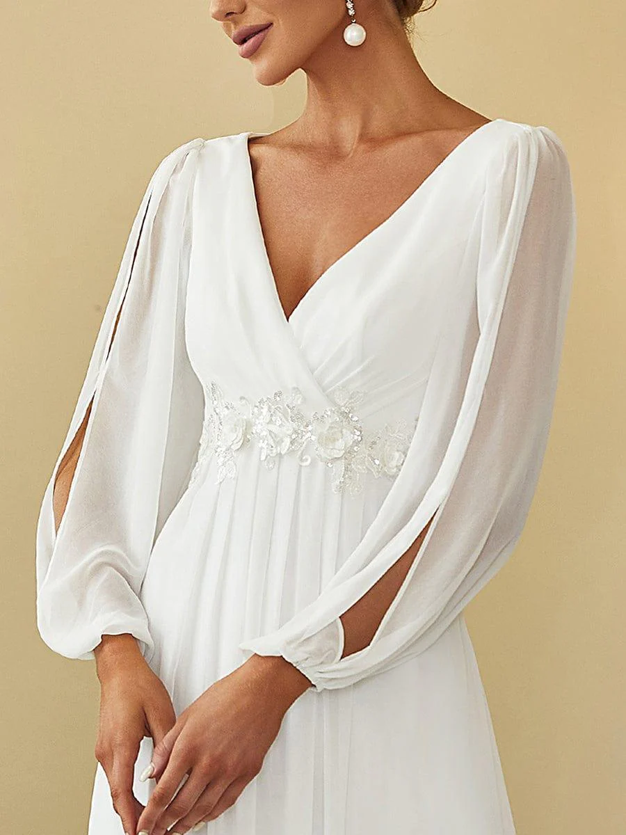 ever AMOUR|Lantern Long Slit Sleeve Maxi Mother of The Bride Dress - Image 41