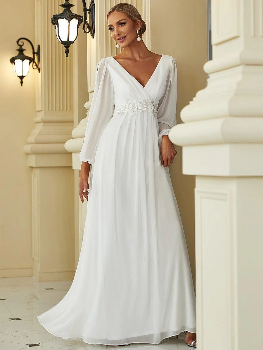 ever AMOUR|Lantern Long Slit Sleeve Maxi Mother of The Bride Dress - Image 43