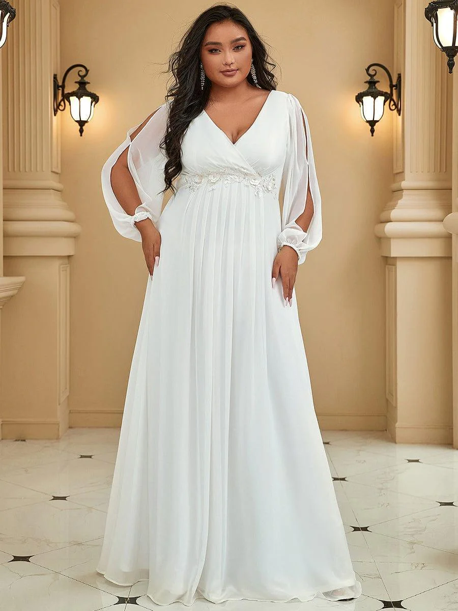 ever AMOUR|Lantern Long Slit Sleeve Maxi Mother of The Bride Dress - Image 44