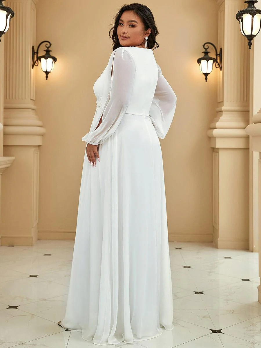 ever AMOUR|Lantern Long Slit Sleeve Maxi Mother of The Bride Dress - Image 45