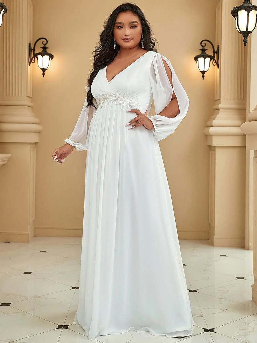ever AMOUR|Lantern Long Slit Sleeve Maxi Mother of The Bride Dress - Image 47