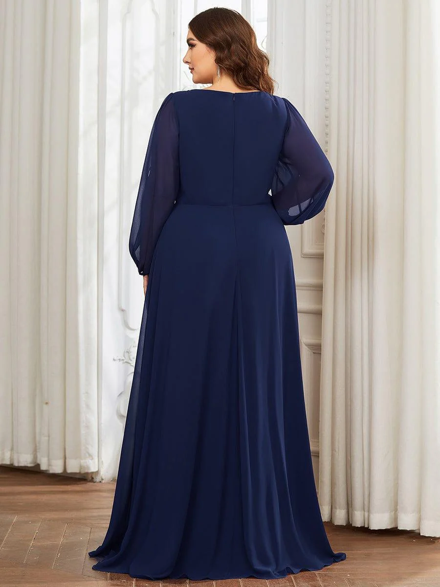 ever AMOUR|Lantern Long Slit Sleeve Maxi Mother of The Bride Dress - Image 51