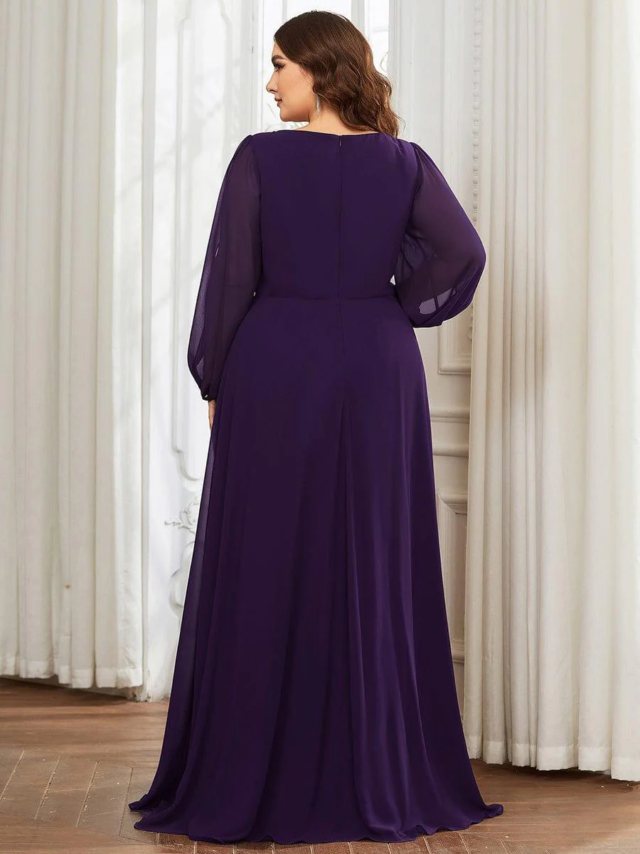 ever AMOUR|Lantern Long Slit Sleeve Maxi Mother of The Bride Dress - Image 61