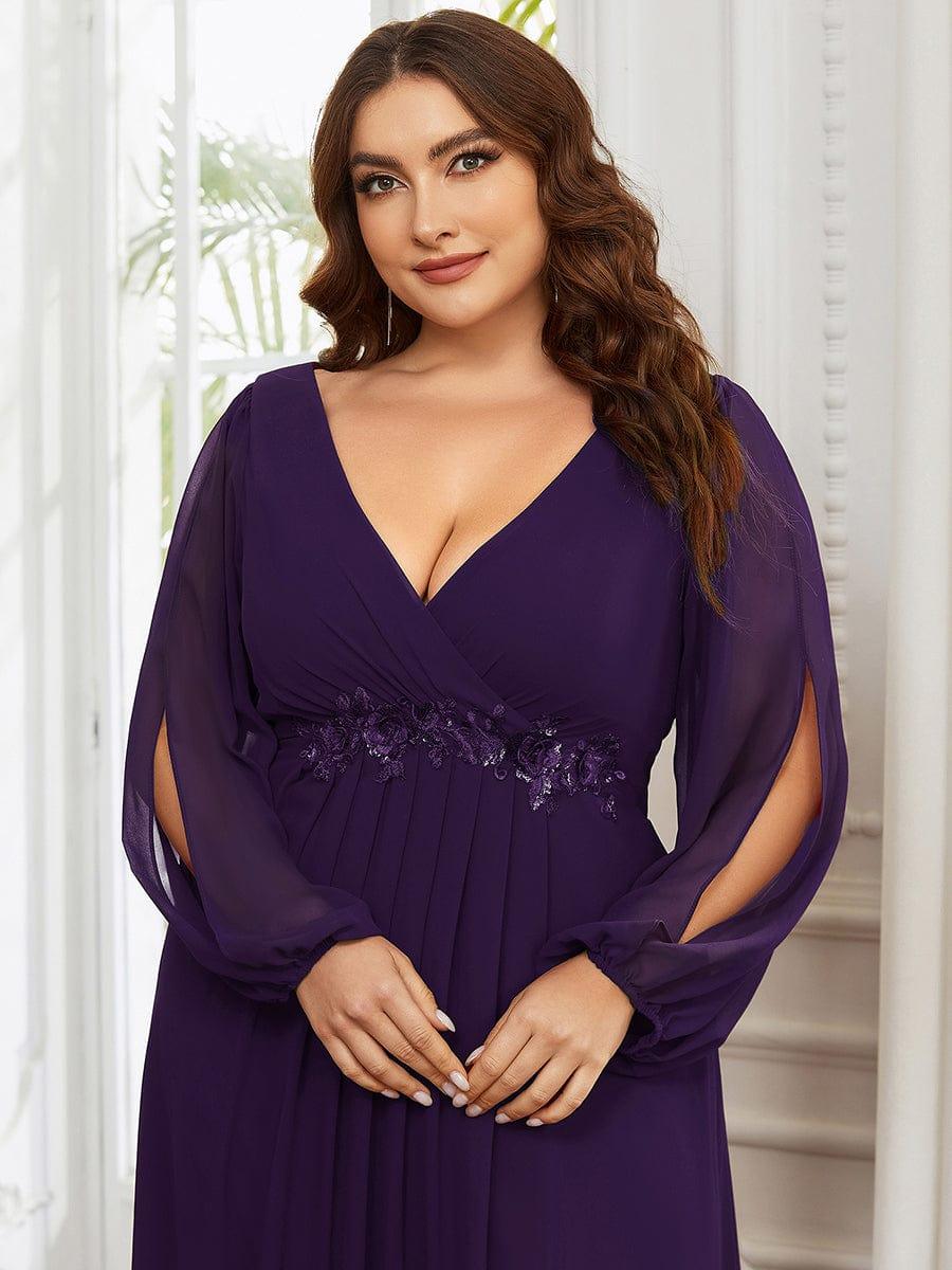 ever AMOUR|Lantern Long Slit Sleeve Maxi Mother of The Bride Dress - Image 62
