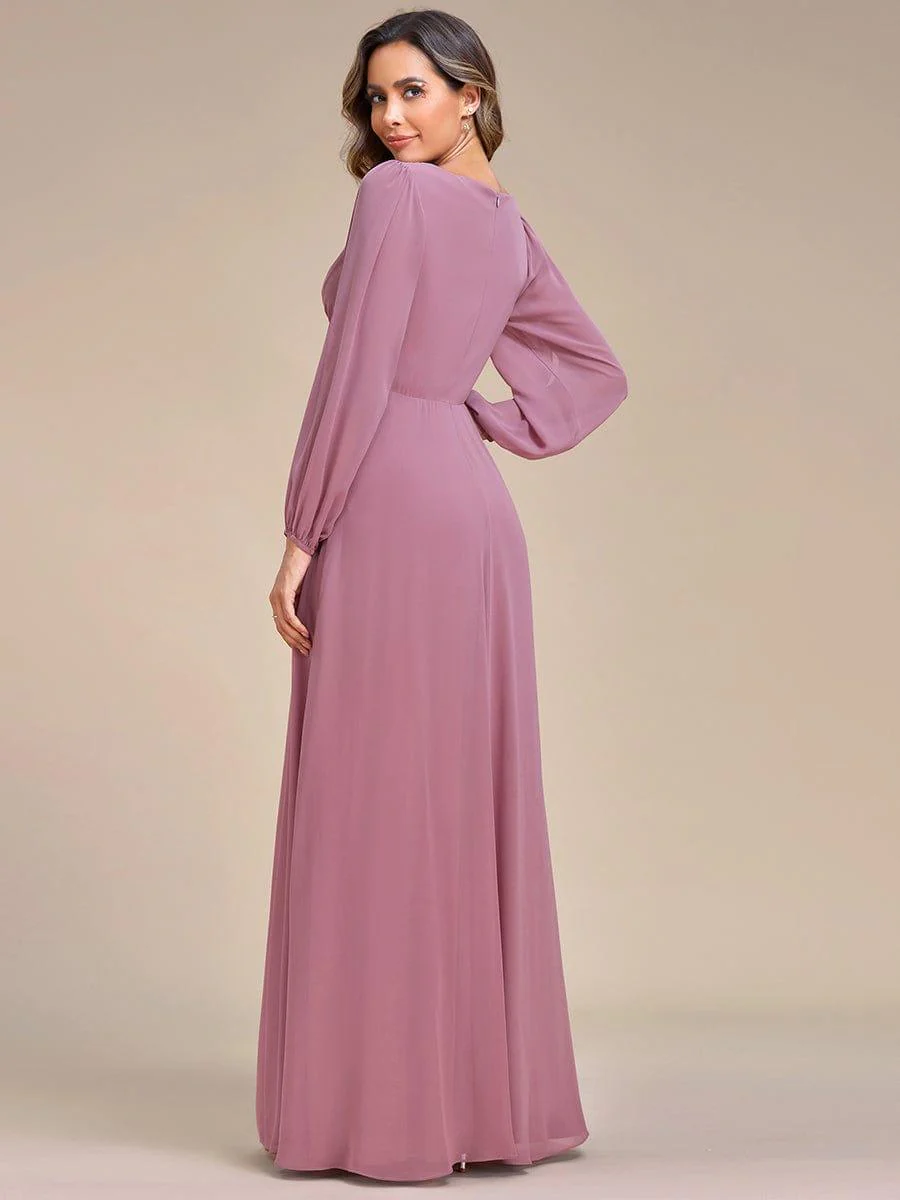 ever AMOUR|Lantern Long Slit Sleeve Maxi Mother of The Bride Dress - Image 65