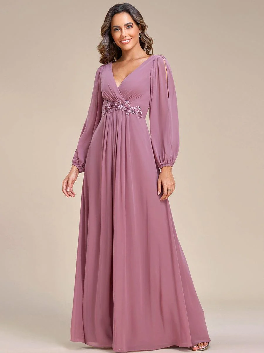 ever AMOUR|Lantern Long Slit Sleeve Maxi Mother of The Bride Dress - Image 68