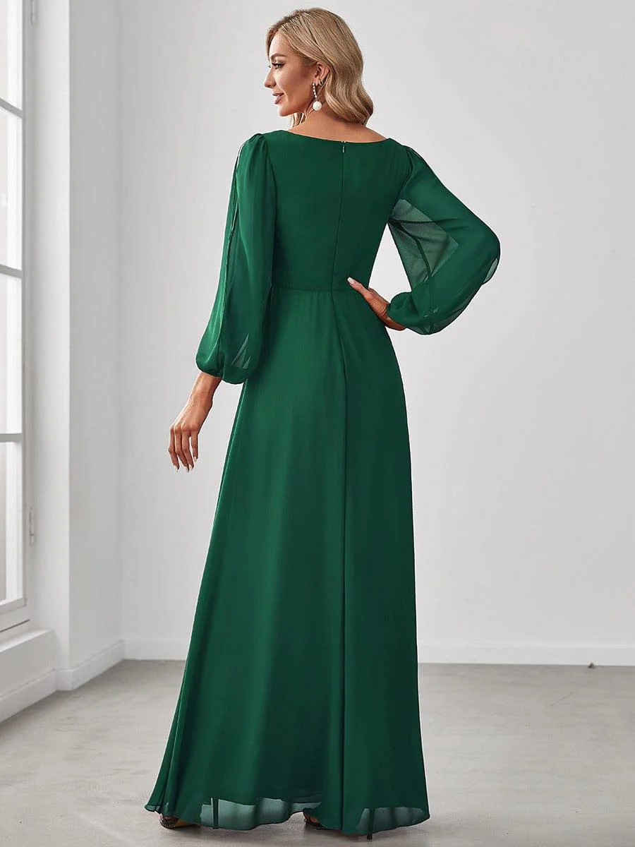 ever AMOUR|Lantern Long Slit Sleeve Maxi Mother of The Bride Dress - Image 7