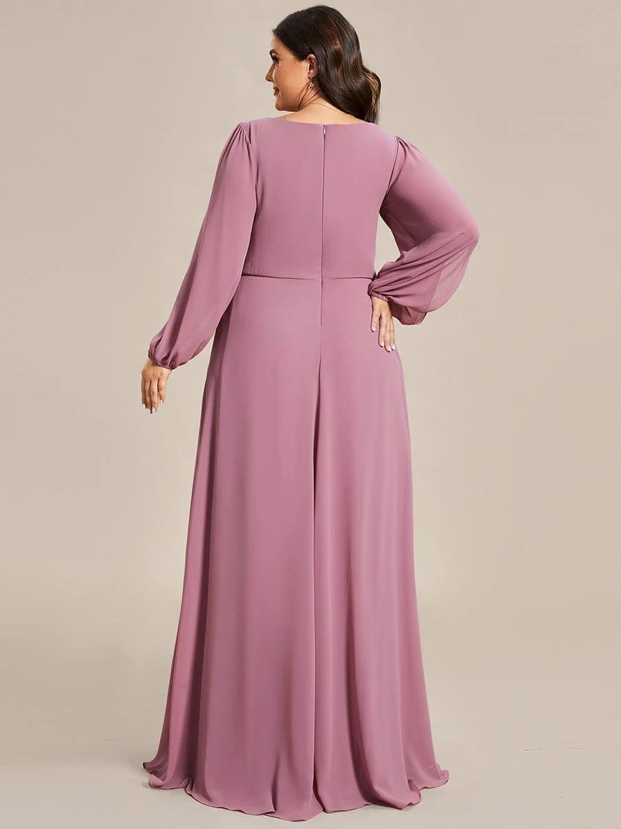 ever AMOUR|Lantern Long Slit Sleeve Maxi Mother of The Bride Dress - Image 70