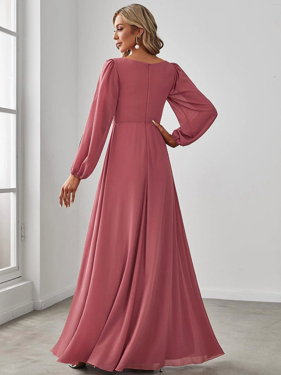 ever AMOUR|Lantern Long Slit Sleeve Maxi Mother of The Bride Dress - Image 74