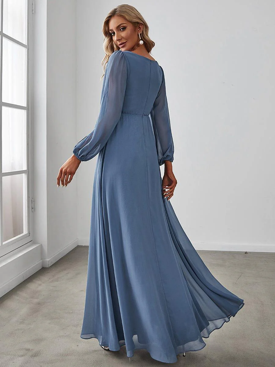 ever AMOUR|Lantern Long Slit Sleeve Maxi Mother of The Bride Dress - Image 80