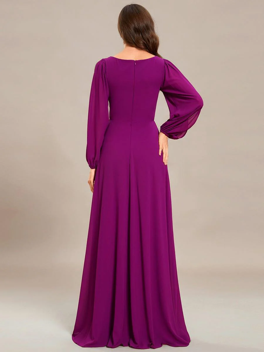 ever AMOUR|Lantern Long Slit Sleeve Maxi Mother of The Bride Dress - Image 87