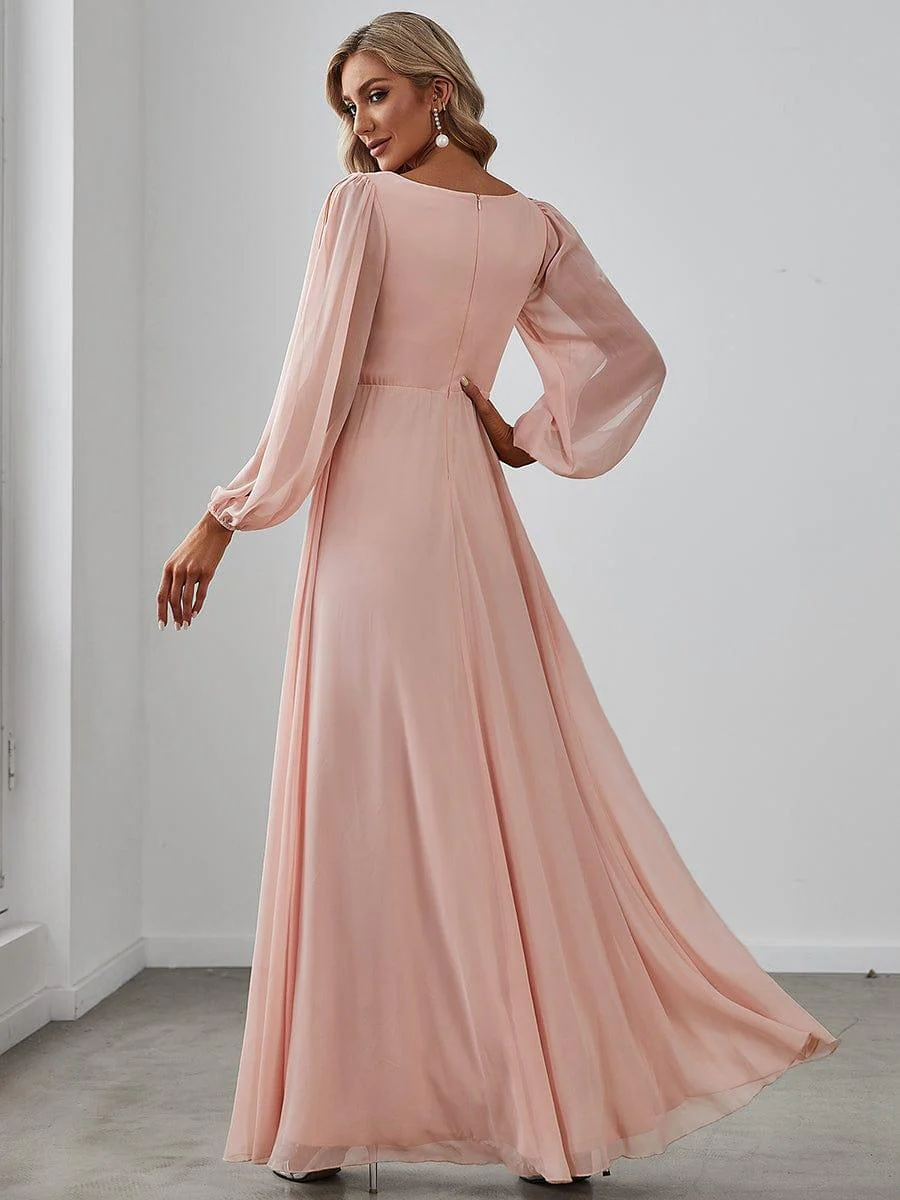 ever AMOUR|Lantern Long Slit Sleeve Maxi Mother of The Bride Dress - Image 9