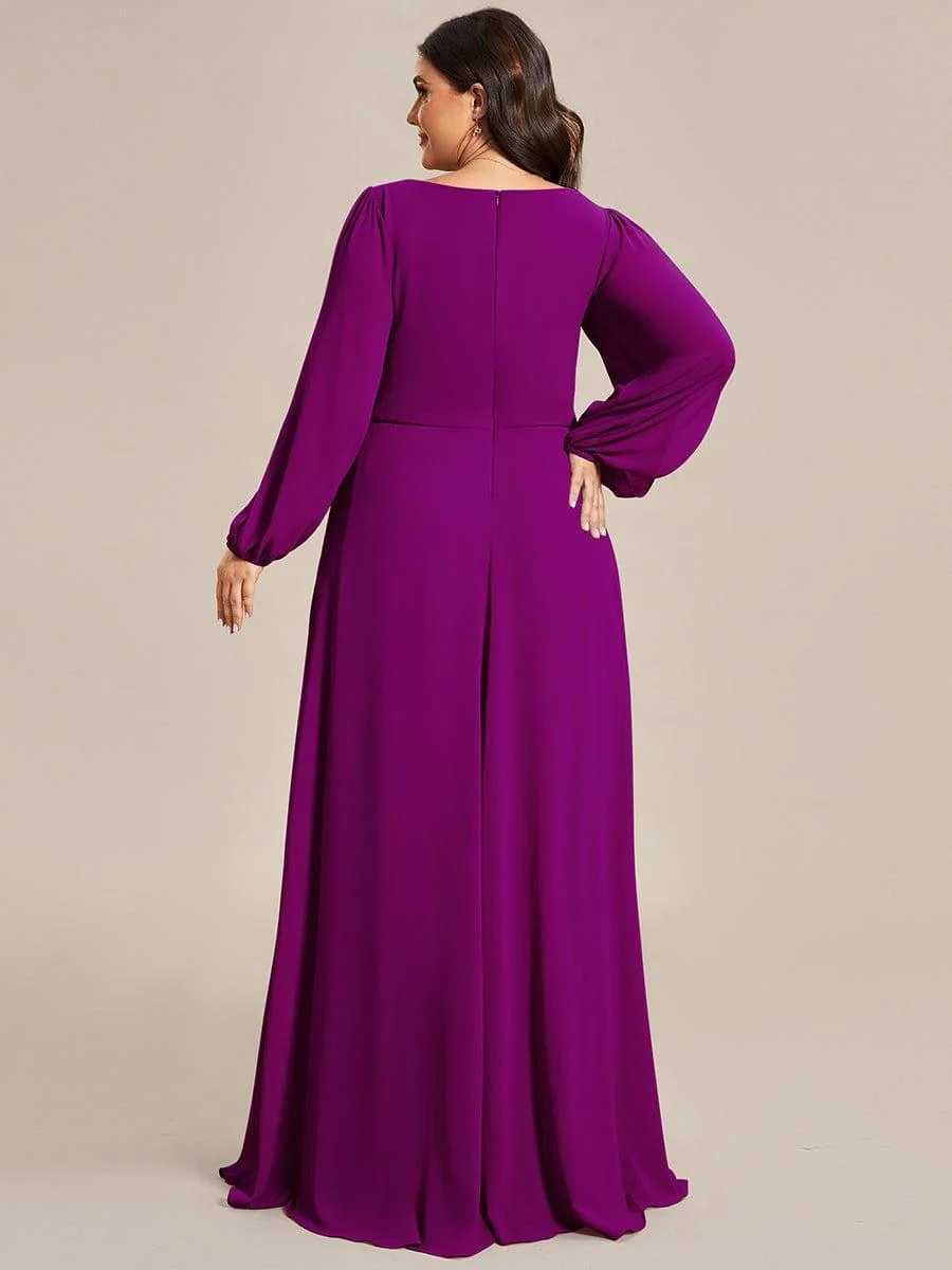 ever AMOUR|Lantern Long Slit Sleeve Maxi Mother of The Bride Dress - Image 92
