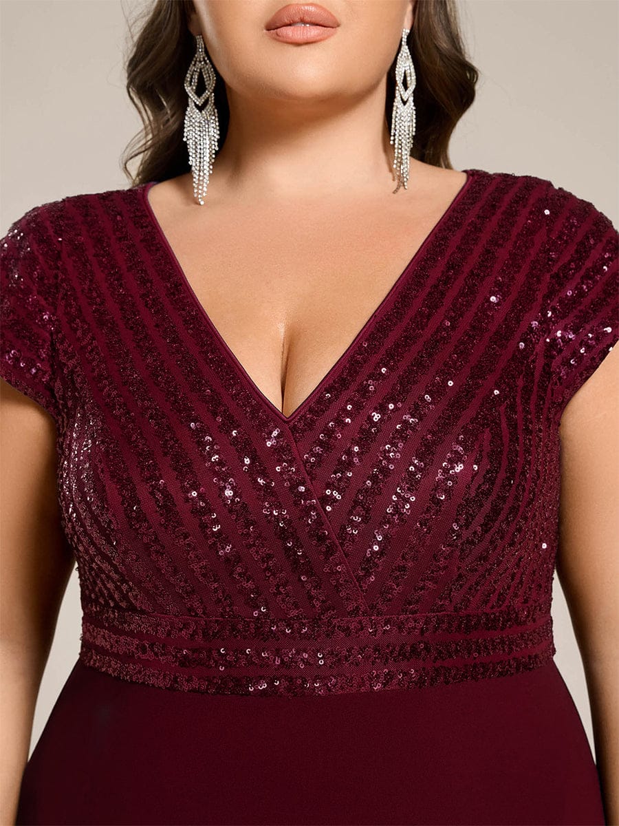 ever BAYLOR|Plus Size Short Sleeve Sequin Asymmetrical Midi Evening Dress - Image 15