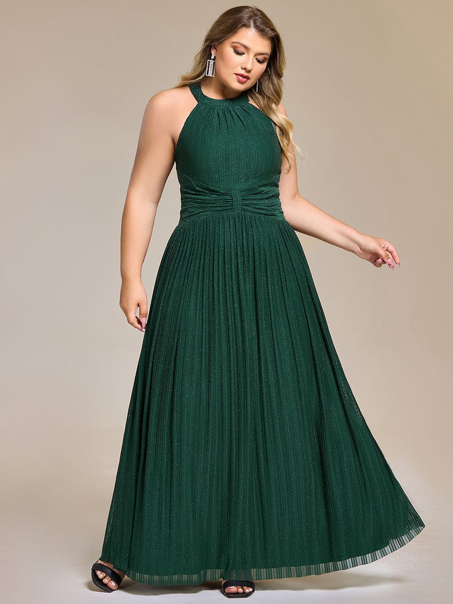 ever EVERLAINE|Plus Size Sparkle Halter Neck Formal Evening Dress with A-line Silhouette