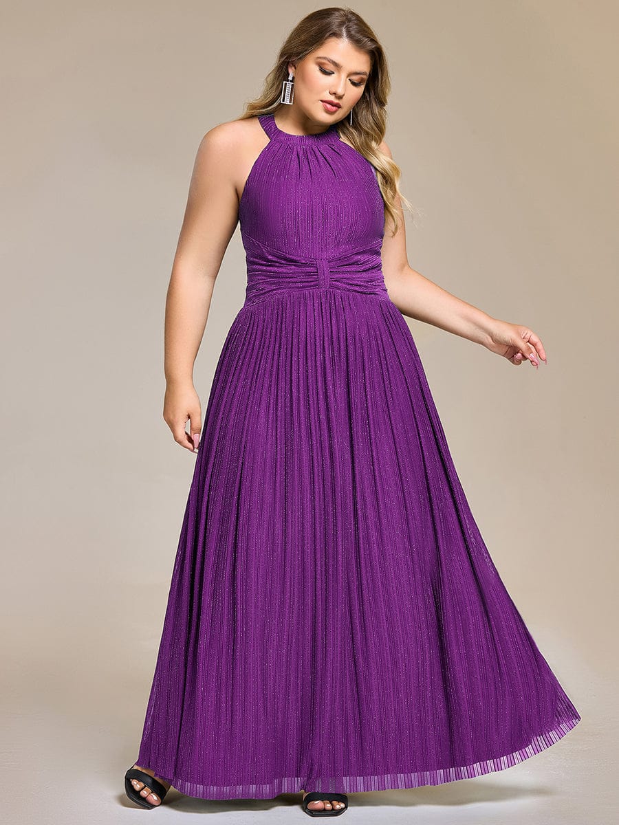ever EVERLAINE|Plus Size Sparkle Halter Neck Formal Evening Dress with A-line Silhouette - Image 13