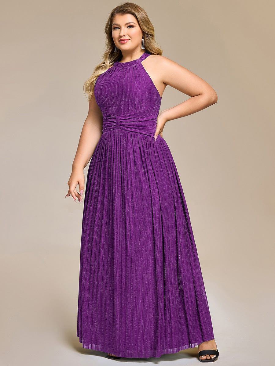 ever EVERLAINE|Plus Size Sparkle Halter Neck Formal Evening Dress with A-line Silhouette - Image 17