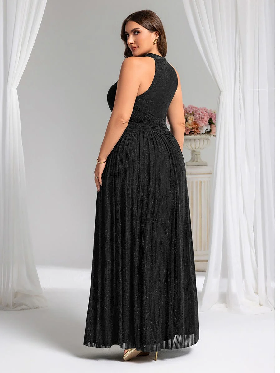 ever EVERLAINE|Plus Size Sparkle Halter Neck Formal Evening Dress with A-line Silhouette - Image 47