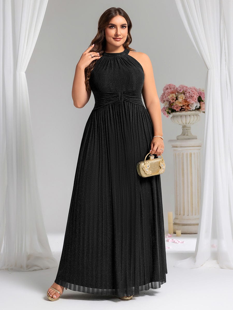 ever EVERLAINE|Plus Size Sparkle Halter Neck Formal Evening Dress with A-line Silhouette - Image 50