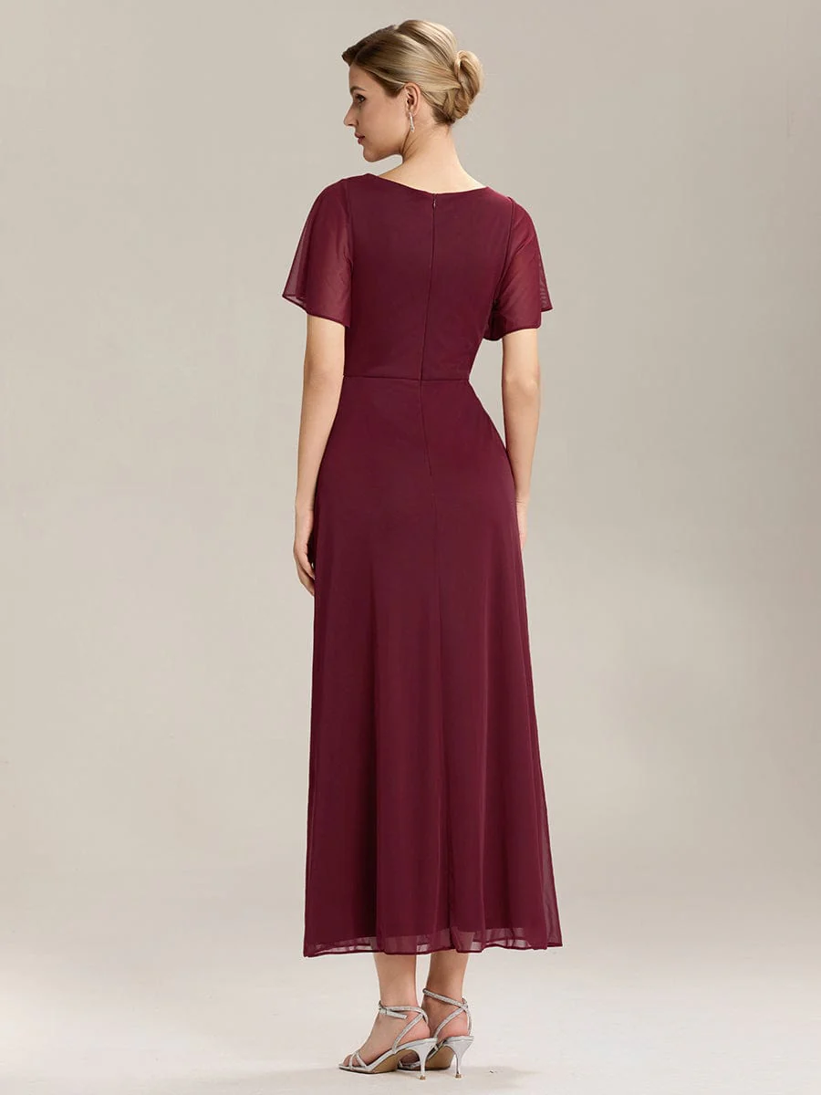 ever MARIEL|Rhinestone Embellished Chiffon Ruffle Sleeve Mother of the Bride Dress - Image 2